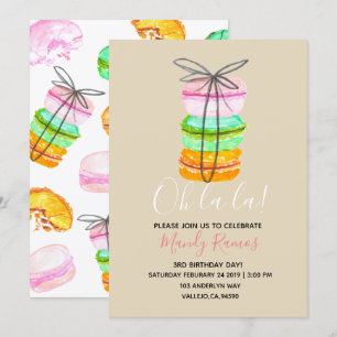 Brown macaron invitation d'anniversaire