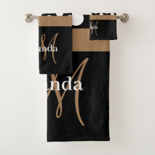 Brown Monogramme noir blanc Polka point