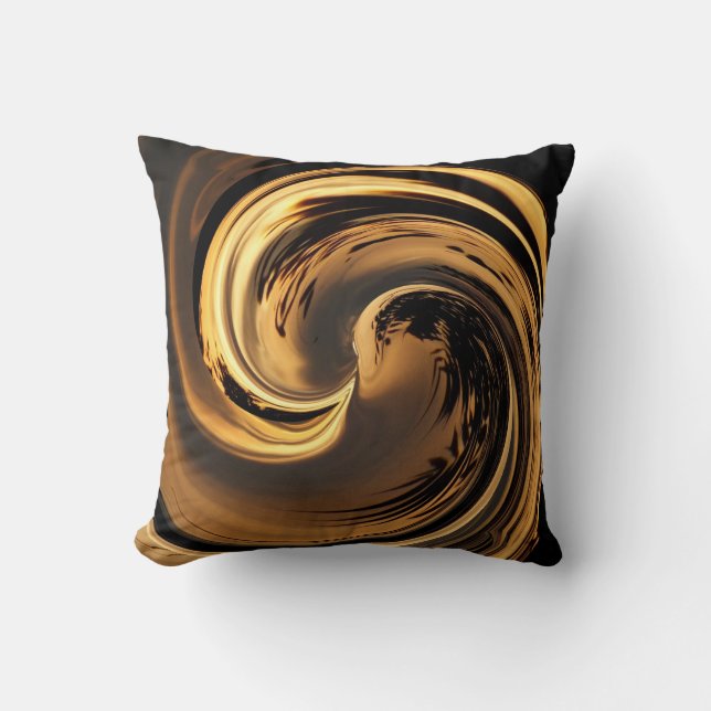Brown N Gold Island Wave Lave Oreiller (Recto)