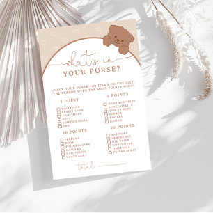 Brown Ours Whats dans votre sac Baby shower Jeu