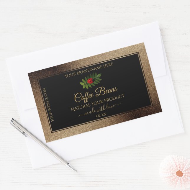 Brown Parties scintillant or noir Étiquettes de pr (Enveloppe)