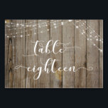 Brown Patiné Bois & Lumières Table Huitième carte<br><div class="desc">Cette suite de designs rustiques et élégants pour mariage et événement présente quelques tendances design mariages populaires combinées de façon fraîche. Avec un arrière - plan en bois brun et deux cordes d'accents lumineux scintillants, j'ai combiné une belle police de script moderne pour rendre des graphiques représentant des mots clés...</div>