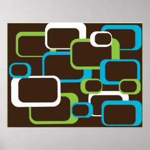 Brown Retro Squares Poster