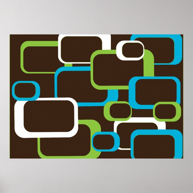 Brown Retro Squares Poster (Devant)