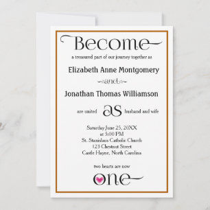 Brown & rose Simple Mariage Chrétien Invitations