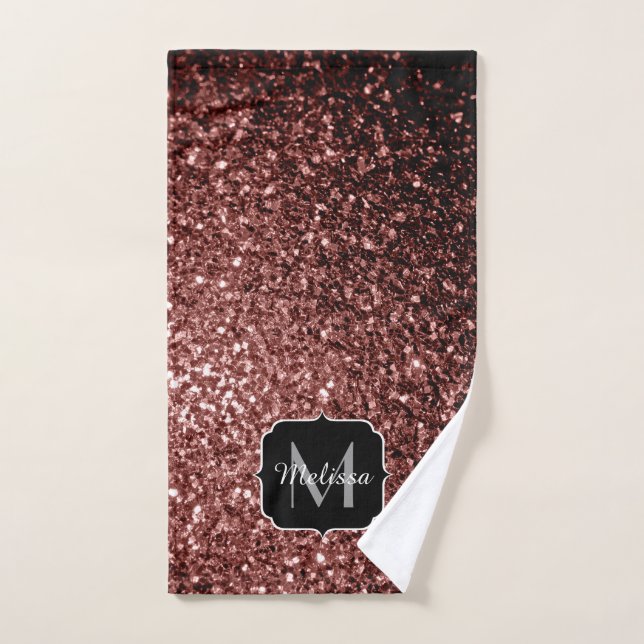 Brown Rouge faux Parties scintillant scintille Mon (Serviette à main)