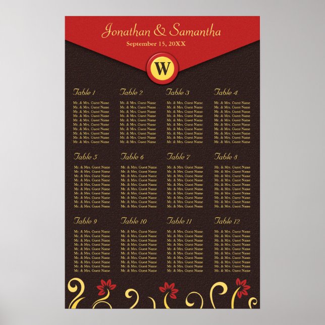 Brown Rouges Rouges Jaunes Tableau Sièges Graphiqu (Devant)