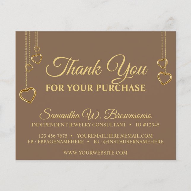 Brown Simple Clean Heart Merci Or (Devant)