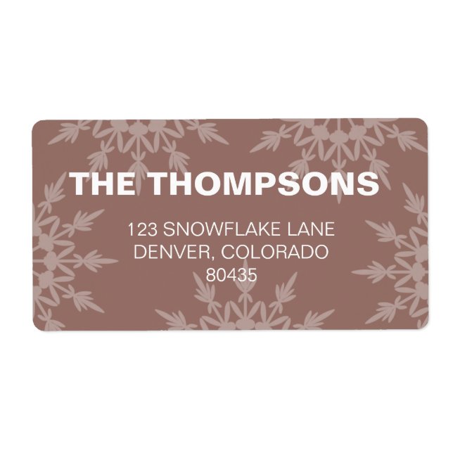 Brown Snowflakes adresse de vacances étiquette (Devant)