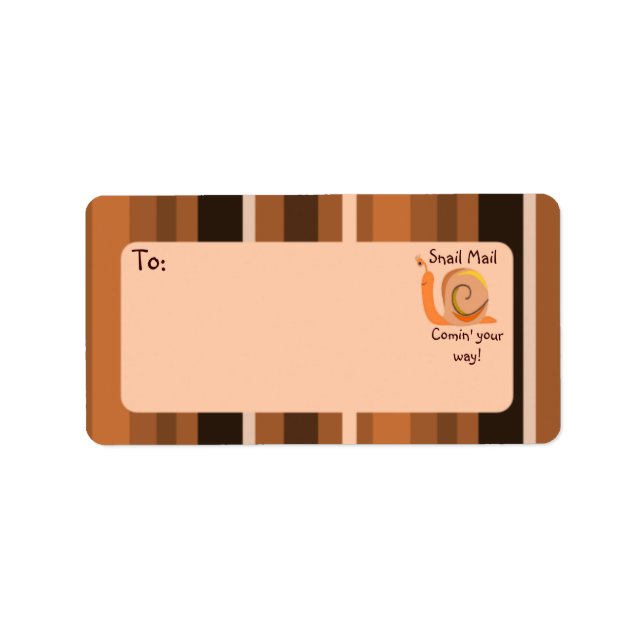 Brown Stripes Snail Mail Étiquettes de adresse de  (Devant)