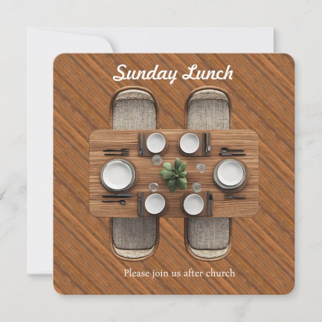 Brown Sunday Fellowship Lunch Invitation (Devant)