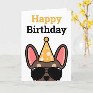 Brown Tan French Bulldog Bonne carte d'anniversair