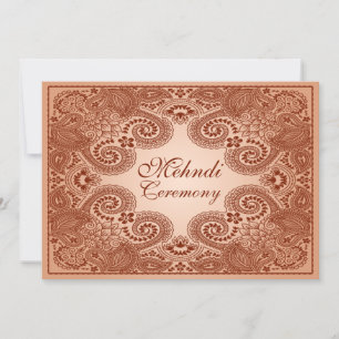 Brown, Tan Henna Mehndi Party Invitation 2