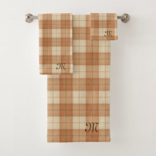 Brown Tartan Personnalisé Monogramme Élégant Cadea