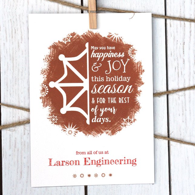 Brown, Terracotta, Carte de Noël de la Compagnie R (Burnt Orange Company Christmas Holiday Greeting Cards, Modern Orange Company Logo)