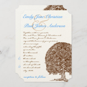 Brown Tree Aqua Blue Font Faire-part de mariage