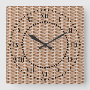 Brown Wicker Look Roman Numérique Horloge murale