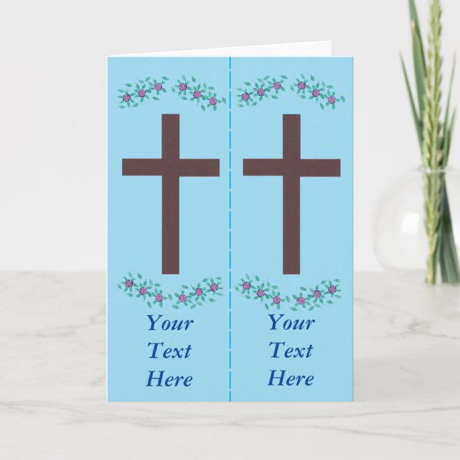 Brown Wood Cross Your Text Signet Cartes de voeux (Devant)
