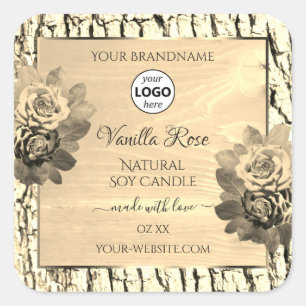 Brown Wood Grain Sepia Rose Produit Logo Étiquette
