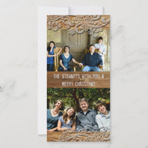 Brown Wood Rustic Country Deux Cartes de fin de an