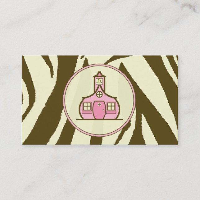 Brown Zebra Print / Pink Teacher Carte de visite (Devant)