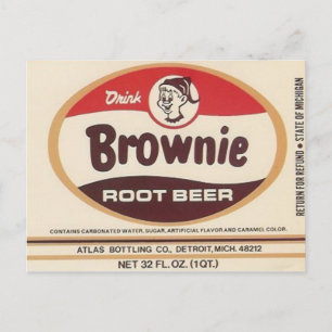 brownie root bière étiquette carte postale