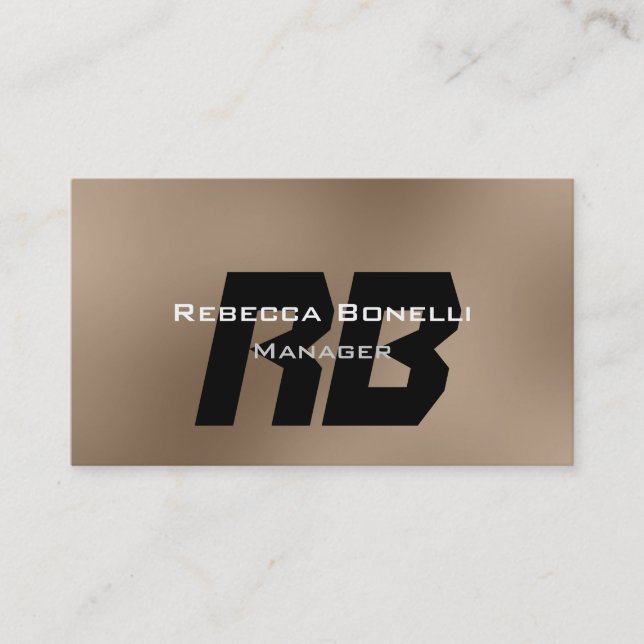 Browny Beige Black Monogram Manager Carte de visit (Devant)