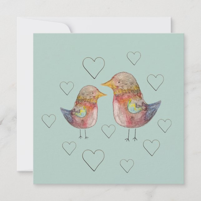 Bruant bleu dans l'amour aquarelle art (Devant)