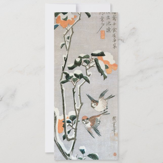 Bruants et Camellia en Neige par Ando Hiroshige (Devant)