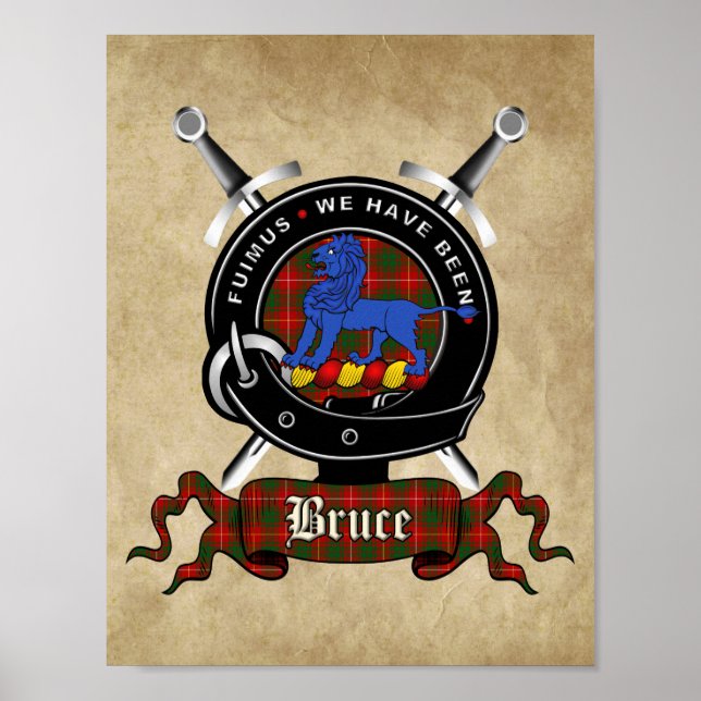 Bruce Clan Badge & Tartan Poster 8.5x11 (Devant)