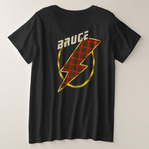 Bruce Clan T-shirt Tartan Badge & Lightning Bolt
