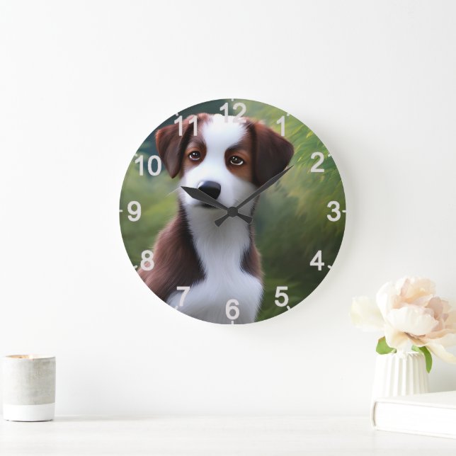 Bruce La Frontière Collie Puppy, Horloge Murale (Maison)