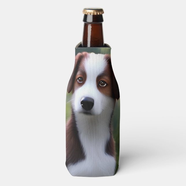 Bruce The Border Collie Puppy, Glacière de bouteil (Bottle Devant)
