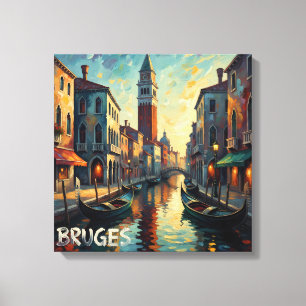 Bruges Belgique Canal Soir Toile Étirée