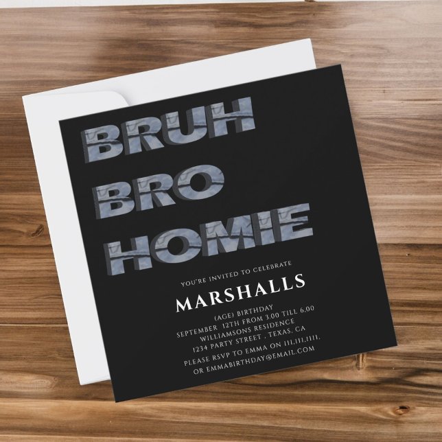 bruh bro homie typographie 3D Invitation (Créateur téléchargé)