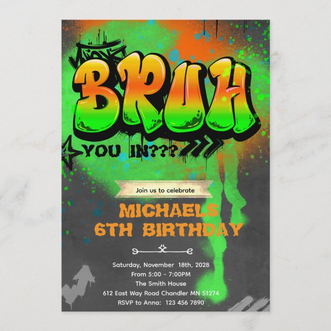 Bruh C'est Mon Invitation D'anniversaire (Devant)