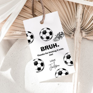 Bruh. Étiquettes de cadeaux de soccer pour anniver