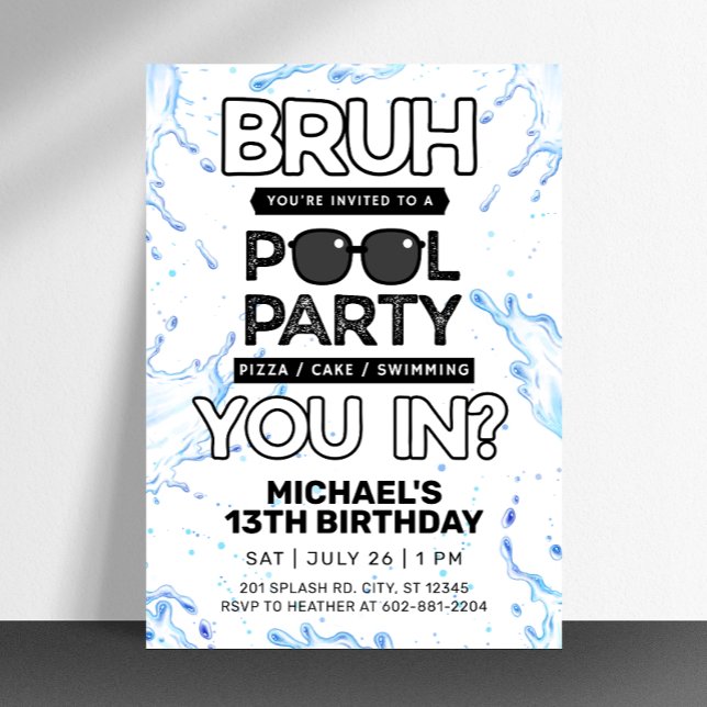 Bruh Pool Party Anniversaire Invitation (Créateur téléchargé)
