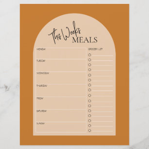 Brûlé Orange Texte minimal Planificateur de repas 