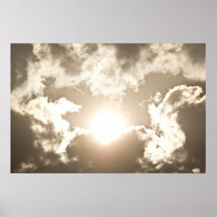 Brûler bronze lever soleil nuages tempête Poster