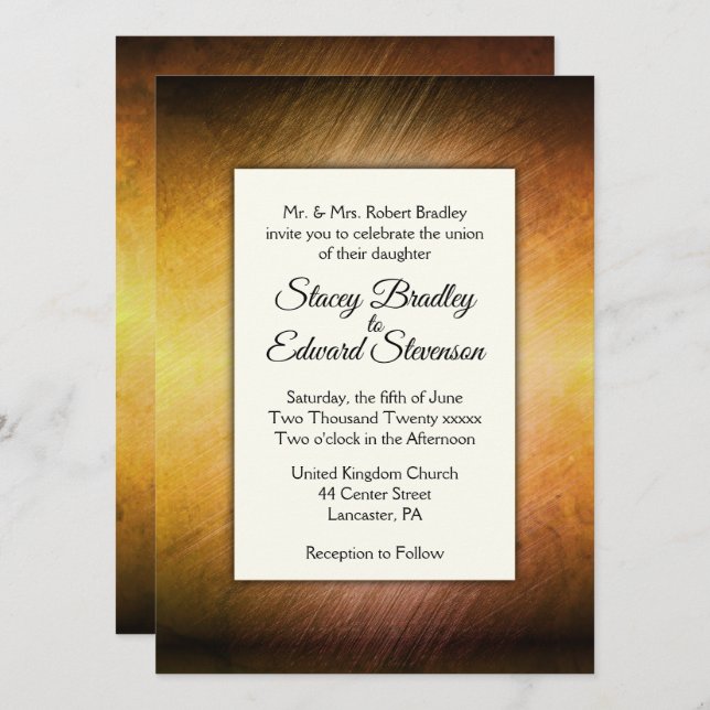Brume jaune éclatante 2 Faire-part de mariage (Devant / Derrière)