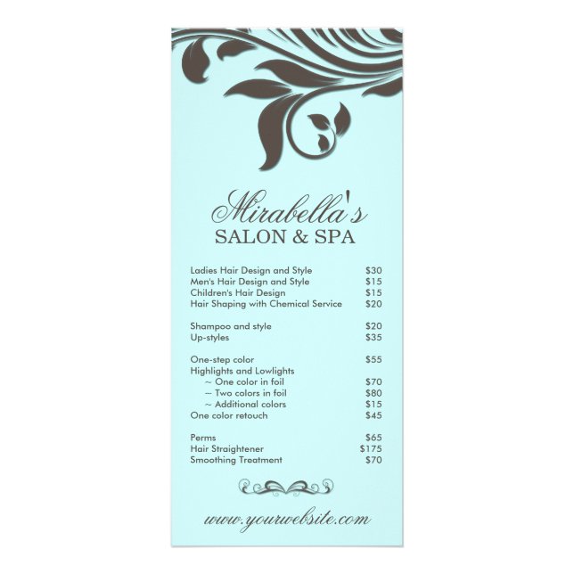 Brun bleu floral de feuille de spa de carte de (Devant)