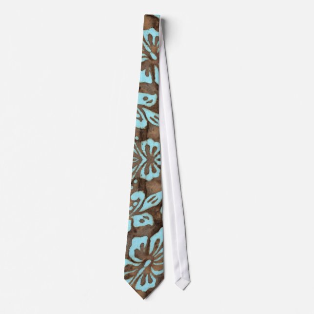 Brun bleu floral de Luau de ketmie de cravate de (Devant)