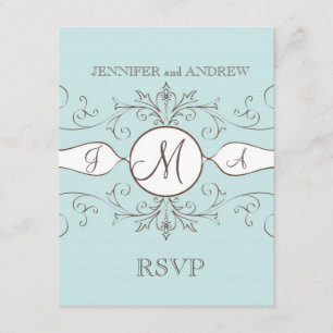 Brun bleu vintage épousant des cartes de RSVP
