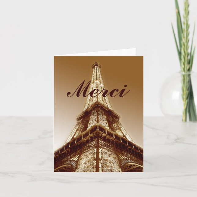 Brun de carte de remerciements de Paris de Tour (Devant)