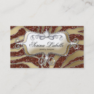 Brun d'or de zèbre de carte de visite de bijoux