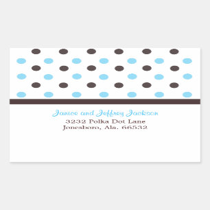 Brun et bleu : Autocollant de dot address de polka