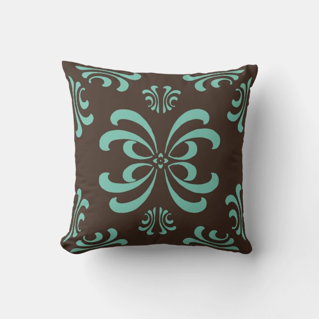 Brun et coussin de décor de Flourish de Nouveau de (Recto)