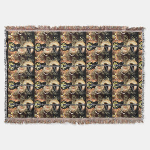 Brun et couverture de jet d'art de guitare d'or