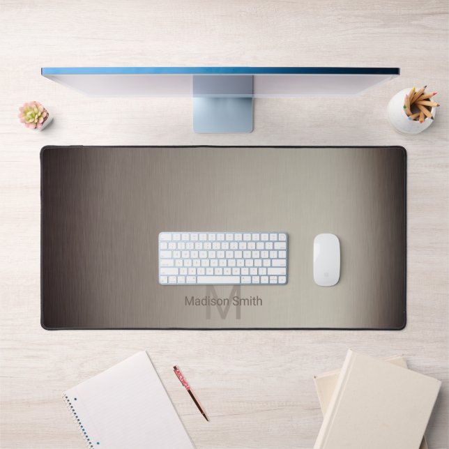 Brun métal brossé élégant design moderne Monogramm (Bureau 1)